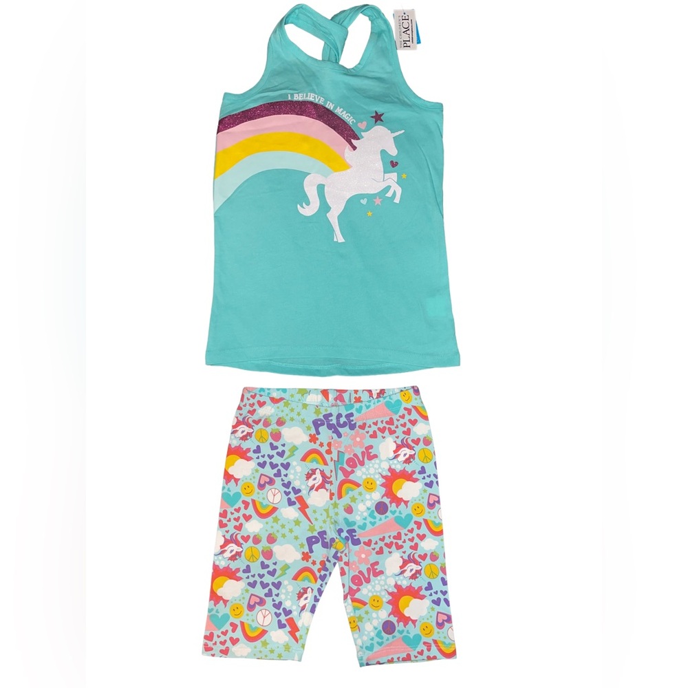 THE CHILDREN PLACE UNICORN 2 PC SHORT SET - BLUE SIZE SMALL (NEW WITH TAGS) A12